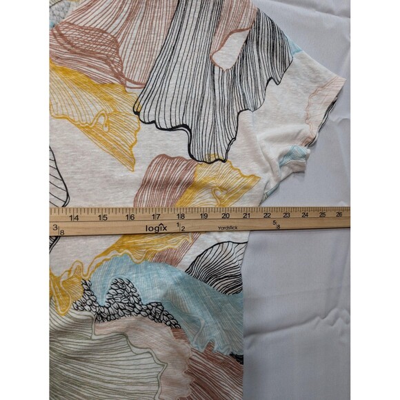 Chico's Shirt Womens L Large Multicolor Floral Print 100% Linen Lightweight Top - Picture 6 of 7